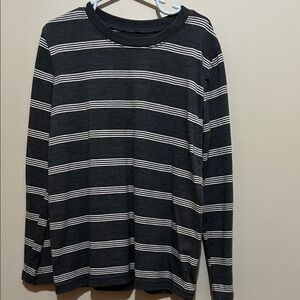 Jumping Beans Gray and White Striped Long Sleeve Tee